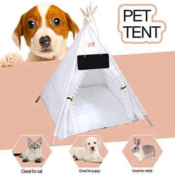 GeerDuo Pet Teepee, Portable Pet Tents for Small Dogs or Cats - Sweet Washable Dog Bed with Cushion ...