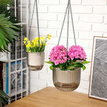 Stylish Maxcheck Self Watering Hanging Planters Set