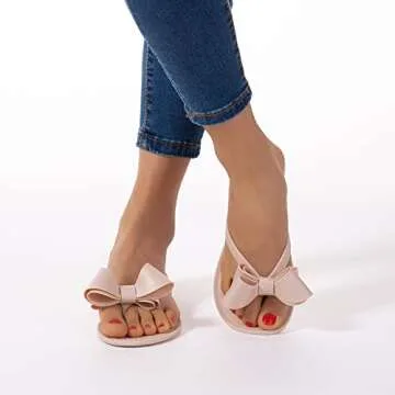 Mtzyoa Women Bow Flip-Flops Jelly Sandals Comfortable Stylish