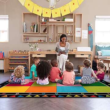 Booooom Jackson Classroom Carpet, Children's Classroom Rug 8'5"x6'5”Kid Rug with Non-Slip Backing,...