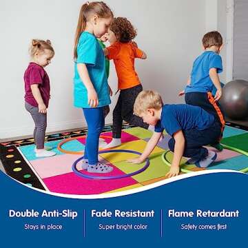 Booooom Jackson Classroom Carpet, Children's Classroom Rug 8'5"x6'5”Kid Rug with Non-Slip Backing,Children's Classroom Educational Seating Carpet Elementary