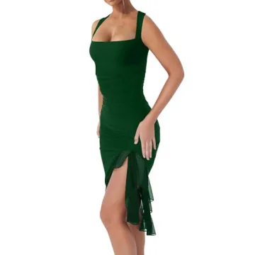 BORIFLORS Sexy Bodycon Midi Dress for Parties