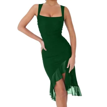 BORIFLORS Sexy Bodycon Midi Dress for Parties