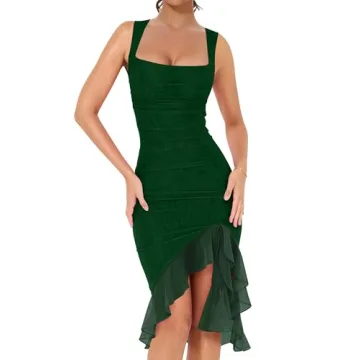 BORIFLORS Sexy Bodycon Midi Dress for Parties