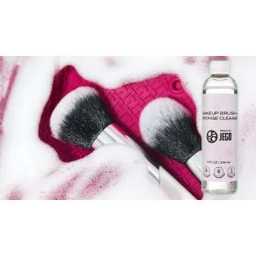 JEGO Makeup Brush Cleaner Solution - Sponge Cleaner - Make Up Brush Liquid Cleanser - Hypoallergenic & Plant-Based Solution Removes Makeup, Dirt, & Oil - 16 Oz (Set of 2)