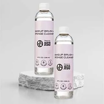 JEGO Makeup Brush Cleaner Solution - Sponge Cleaner - Make Up Brush Liquid Cleanser - Hypoallergenic & Plant-Based Solution Removes Makeup, Dirt, & Oil - 16 Oz (Set of 2)