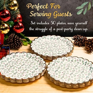 Confettiville Christmas Paper Plates - 50 Count Elegant Supplies
