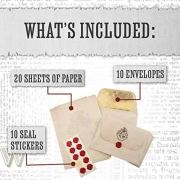 Paladone Hogwarts Acceptance Letter Writing Stationery Set - 10 Envelopes, 20 Sheets of Paper, and 10 Wax Seal Stickers in Kit - Officially Licensed Harry Potter Merchandise and Desk Accessories