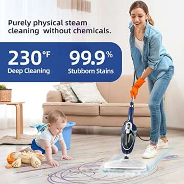 Steam Mop - 10-in-1 Floor Steamer Detachable MultiPurpose Handheld Steam Cleaner for Hardwood/Tile/L...