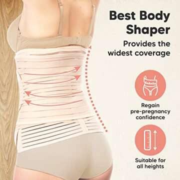 3 in 1 Postpartum Belly Support Recovery Wrap – Postpartum Belly Band, After Birth Brace, Slimming Girdles, Body Shaper Waist Shapewear, Post Surgery Pregnancy Belly Support Band (Classic Ivory, XL)