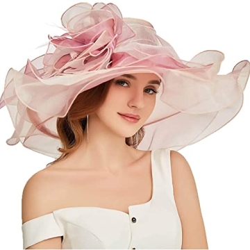 Elegant F FADVES Women Oganza Sun Hat – Perfect for Weddings and Parties!