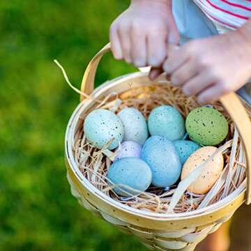 Winlyn 32 Pcs Assorted Faux Foam Easter Eggs Speckled Eggs Decorative Pastel Easter Eggs for DIY Easter Wreath Centerpiece Bowl Basket Fillers Party Favor Gift Spring Home Wedding Table Décor