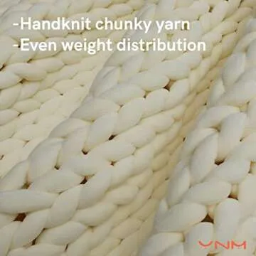 YnM Weighted Blanket, Handmade Chunky Knitted Design, Soft and Cozy, Temperature Regulating and Brea...