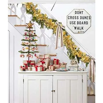 DearHouse 6FT Gold Berry Christmas Garland, Flexible Artificial Berry Garland for Indoor Outdoor Hom...