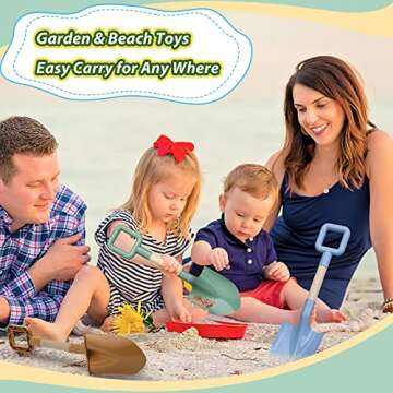 Wood Kids Garden Tool Shovels Toys, 16" Large Avocado Beach Spades Sand Shovels Toys for Adults Gardening Tools Kit Travel Sandbox Toy Sturdy Snow Scoop Durable Wood Handle Spade for Digging Sand Snow