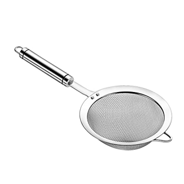 SUNWUKIN 304 Stainless Steel Fine Mesh Strainers for Kitchen, Colander-Skimmer with Handle, Sieve Si...