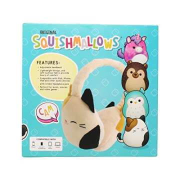 Squishmallows Plush Headphones Aux-in Wired - Choose Cam Winston Hans or Lola (Cam Calico Cat)