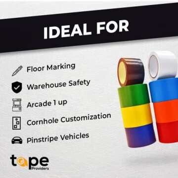 WOD VTC365 Vinyl Pinstriping Tape, 36 yds. for School Gym Marking Floor, Crafting, & Stripping Arcade1Up, Vehicles and More