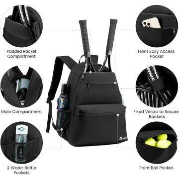 Sucipi Tennis Backpack - Holds 2 Rackets & Shoes