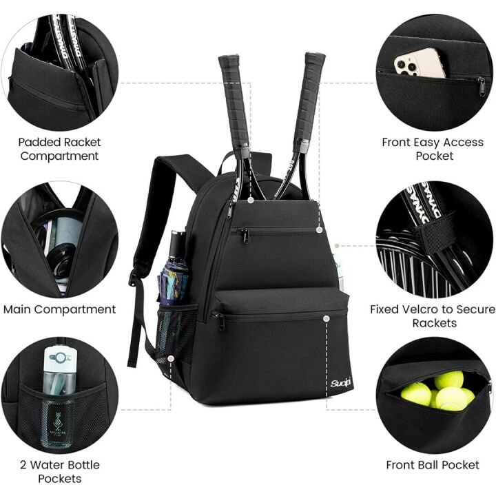 Sucipi Tennis Backpack - Holds 2 Rackets & Shoes