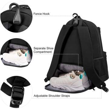 Sucipi Tennis Backpack - Holds 2 Rackets & Shoes