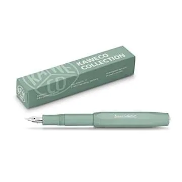 Kaweco COLLECTION Fountain Pen Smooth Sage I Premium Fountain Pen with Steel Nib for Ink Cartridges I Sport Fountain Pen 13 cm I Nib: F (Fine)