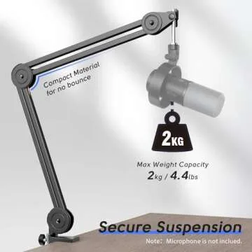 FIFINE Microphone Arm Stand-Heavy Duty Boom Arm, Suspension Scissor Adjustable Mic Stand with Desk M...