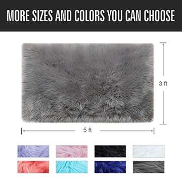 Noahas Luxury Fluffy Rugs Bedroom Furry Carpet Bedside Faux Fur Sheepskin Area Rugs Children Play Pr...