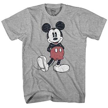 Disney Men's Full Size Mickey Mouse Distressed Look T-Shirt in Heather Grey