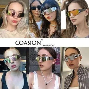 COASION Wrap Around Sunglasses for Women Men Trendy Rimless Futuristic Shades Y2k Shield Flat Top Fa...