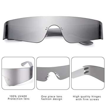COASION Futuristic Wrap Around Sunglasses for All