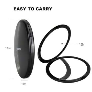 deweisn Magnifying Compact Cosmetic Mirror Elegant Pocket Handheld Makeup Mirror with Powerful 10x Magnification and 1x True View Mirror for Travel or Your Purse