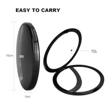 deweisn Magnifying Compact Cosmetic Mirror Elegant Pocket Handheld Makeup Mirror with Powerful 10x Magnification and 1x True View Mirror for Travel or Your Purse