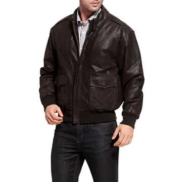Landing Leathers Men's Air Force A-2 Leather Flight Bomber Jacket Distressed Brown Small