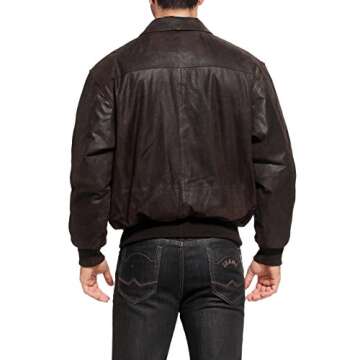 Landing Leathers Men's Air Force A-2 Leather Flight Bomber Jacket Distressed Brown Small