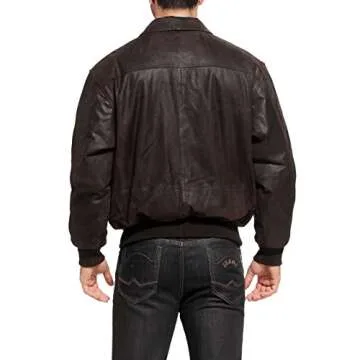 Landing Leathers Men's Air Force A-2 Leather Flight Bomber Jacket Distressed Brown Small