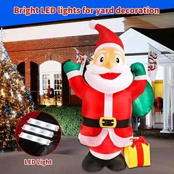 zukakii 8FT Christmas Inflatables Decorations with LED Lights, Santa Claus Outdoor Christmas Decorations Carry Gift Bag with Sandbag Stakes String blow up Yard Decorations Clearance for Indoor Garden