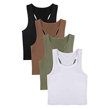 Aniywn Crop Tank Top for Women, 4 Pcs Women Basic Sleeveless Racerback Crop Tanks Summer Sports Yoga...