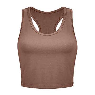 Aniywn Crop Tank Top for Women, 4 Pcs Women Basic Sleeveless Racerback Crop Tanks Summer Sports Yoga Fitness Running Shirt Multicolor