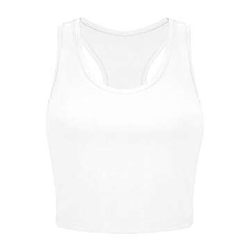 Aniywn Crop Tank Top for Women, 4 Pcs Women Basic Sleeveless Racerback Crop Tanks Summer Sports Yoga Fitness Running Shirt Multicolor
