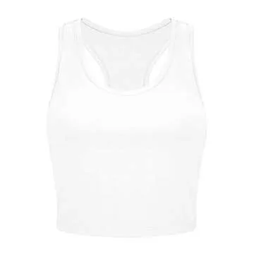 Aniywn Crop Tank Top for Women, 4 Pcs Women Basic Sleeveless Racerback Crop Tanks Summer Sports Yoga Fitness Running Shirt Multicolor