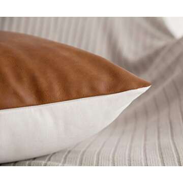 Faux Leather Cotton Decorative Throw Pillow Covers Set