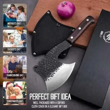 Handmade Meat Bone Cleaver Knife, Hand Forged Butcher Knife Axe, Heavy Duty Full Tang Bone Chopper Axe For Kitchen Outdoor BBQ, High C