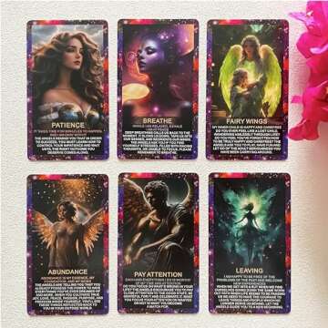 Qcsdckot Angel's Wisdom Oracle Cards Deck, Oracle Cards for Beginners, Angel Number Affirmation Card...