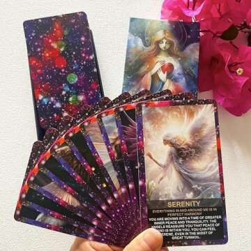 Qcsdckot Angel's Wisdom Oracle Cards Deck, Oracle Cards for Beginners, Angel Number Affirmation Cards, Oracle Deck Used for Your Path to Divine Guidance