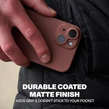 Latercase | iPhone 15 Pro Max Case | Coffee | Durable Thin Phone Case | 0.6mm Aramid Fiber, Precisio...