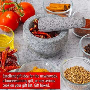 Maxam Granite Mortar and Pestle Set - Versatile Kitchen Essential