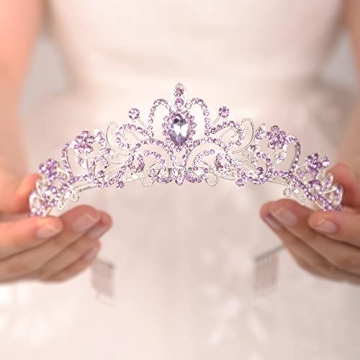 Elegant JWICOS Light Purple Crystal Tiara for Women