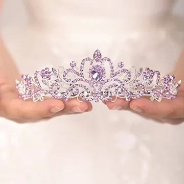 Elegant JWICOS Light Purple Crystal Tiara for Women