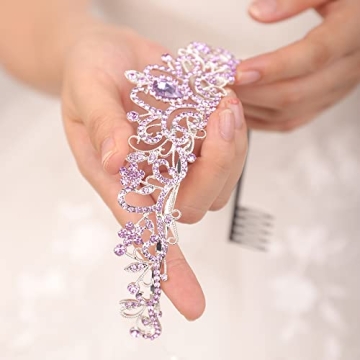 Elegant JWICOS Light Purple Crystal Tiara for Women